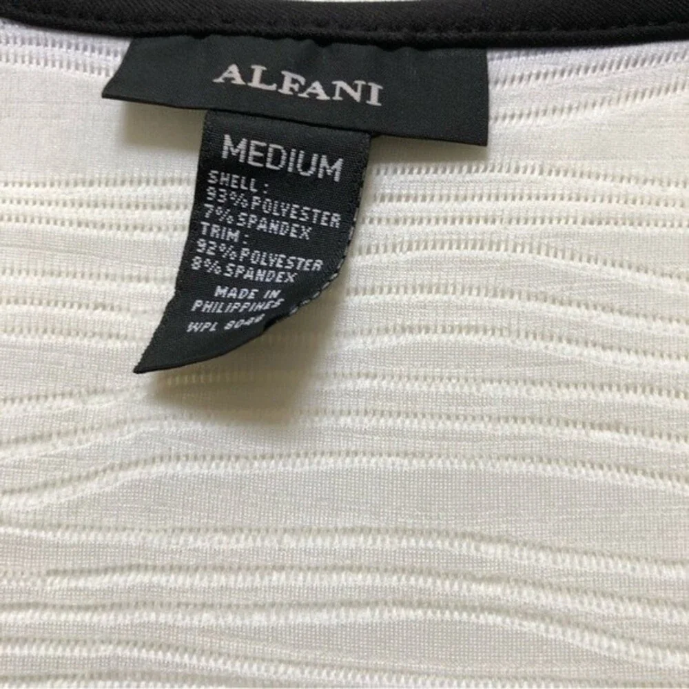 ALFANI IVORY/BLACK JACKET WOMEN'S SIZE M PLEATED FULL ZIPPER LIGHTWEIGHT